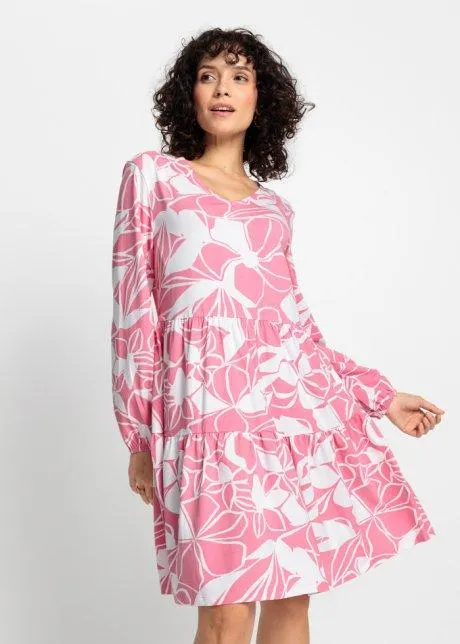 Blommig jerseyklänning