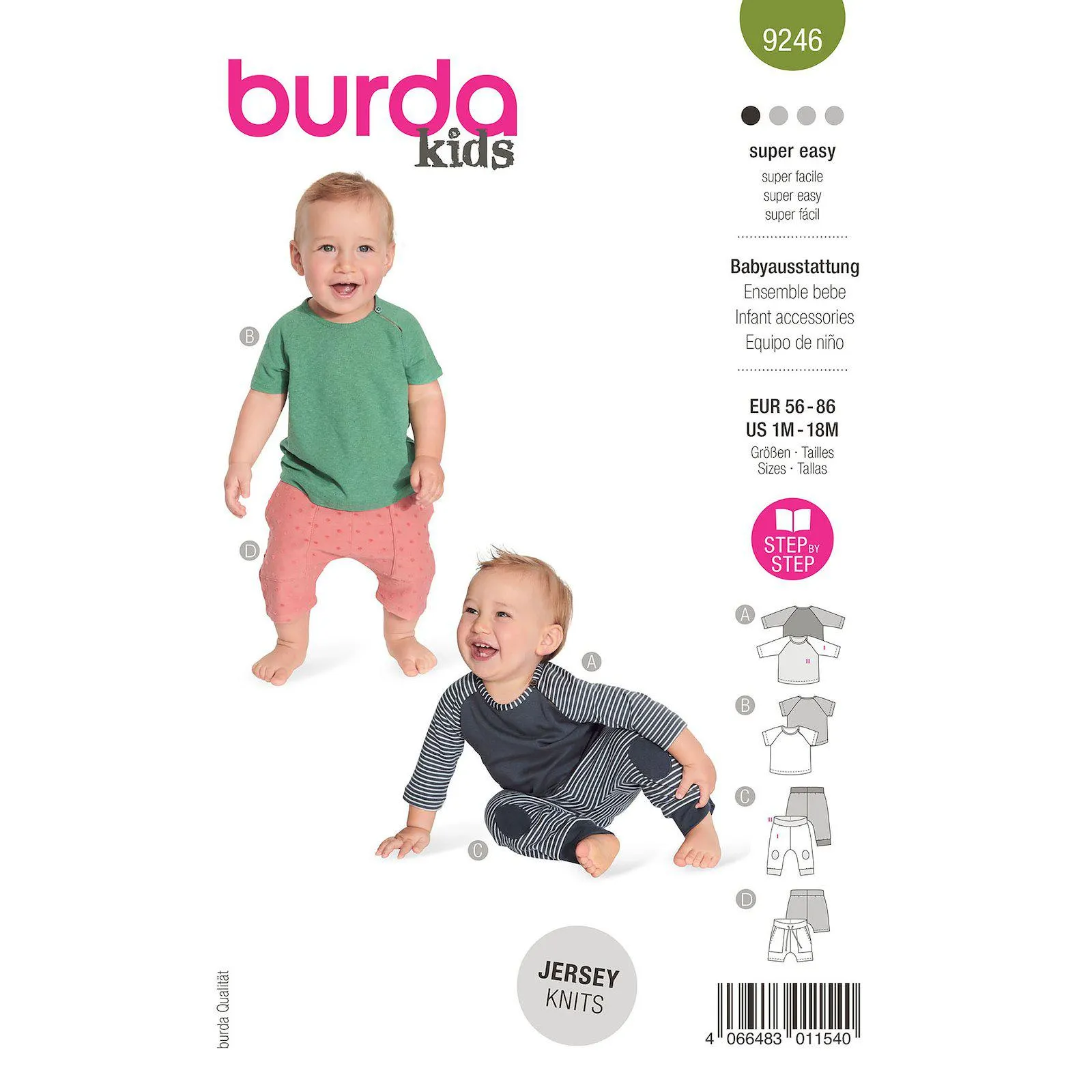 Burda mönster 9246, Baby set baby, stl. 56-86