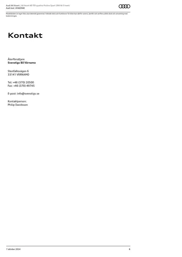 Audi A6 Avant från 7 oktober till 7 oktober 2025 - Reklamblad sidor 8