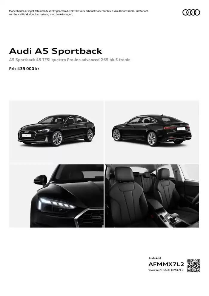 Audi A5 Sportback från 18 november till 18 november 2025 - Reklamblad sidor 1