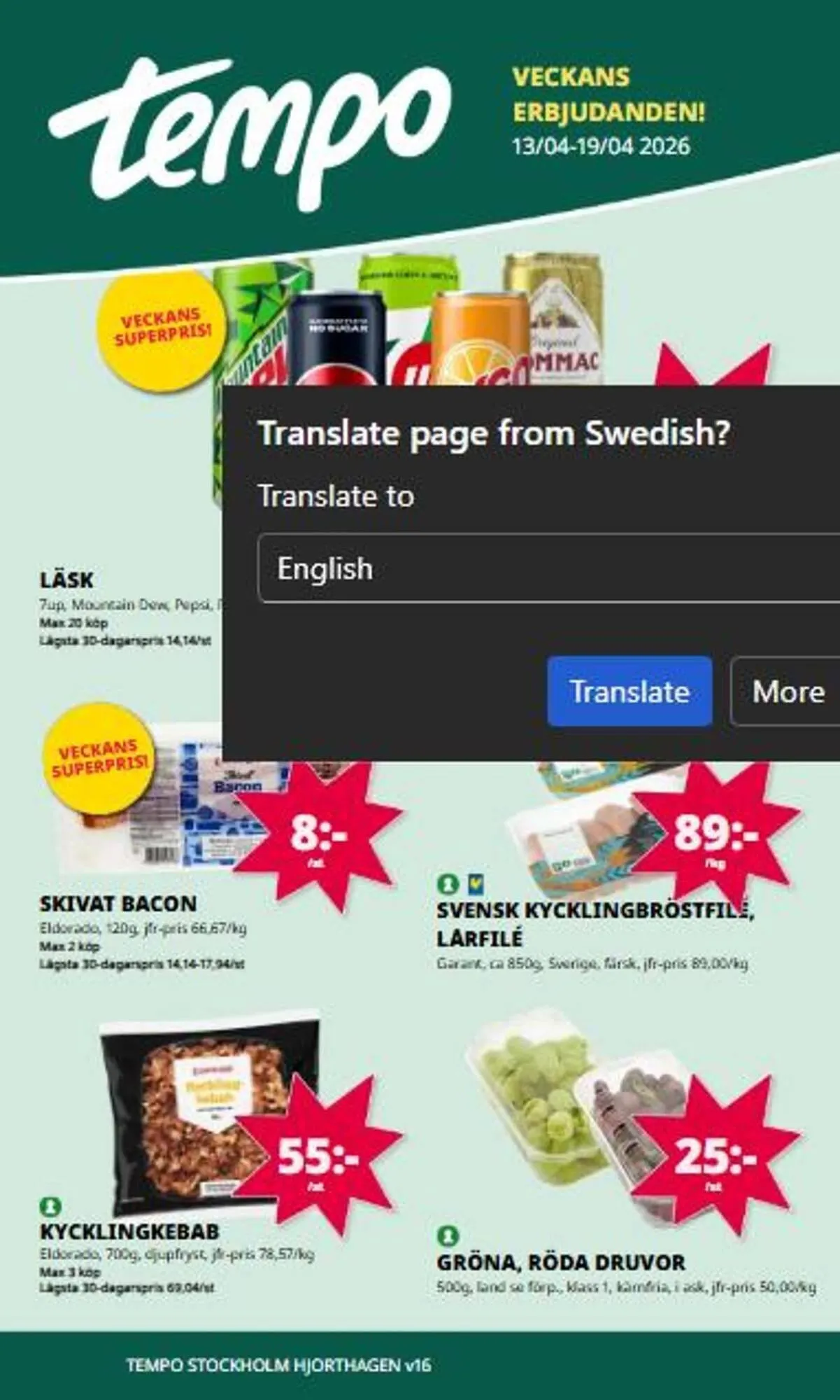 Tempo reklamblad från 13 april till 19 april 2026 - Reklamblad sidor 1