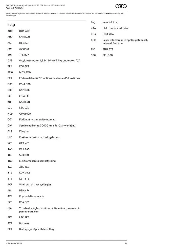 Audi A3 Sportback från 4 december till 4 december 2025 - Reklamblad sidor 6