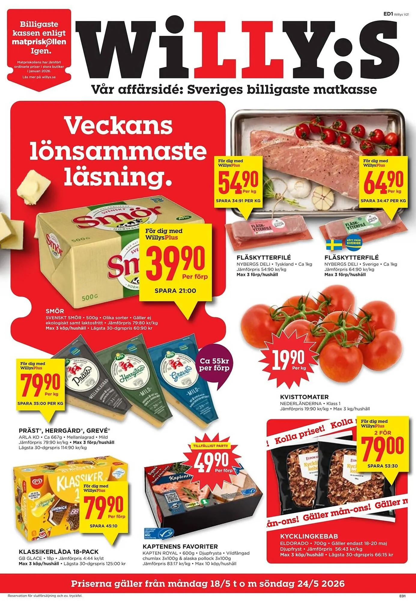 Willys reklamblad från 18 maj till 24 maj 2026 - Reklamblad sidor 1