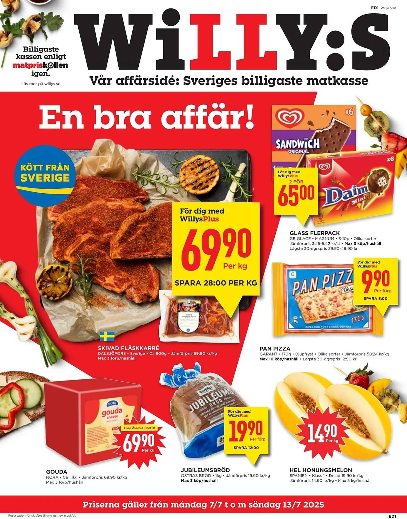 Willys reklamblad från 7 juli till 13 juli 2025 - Reklamblad sidor 1