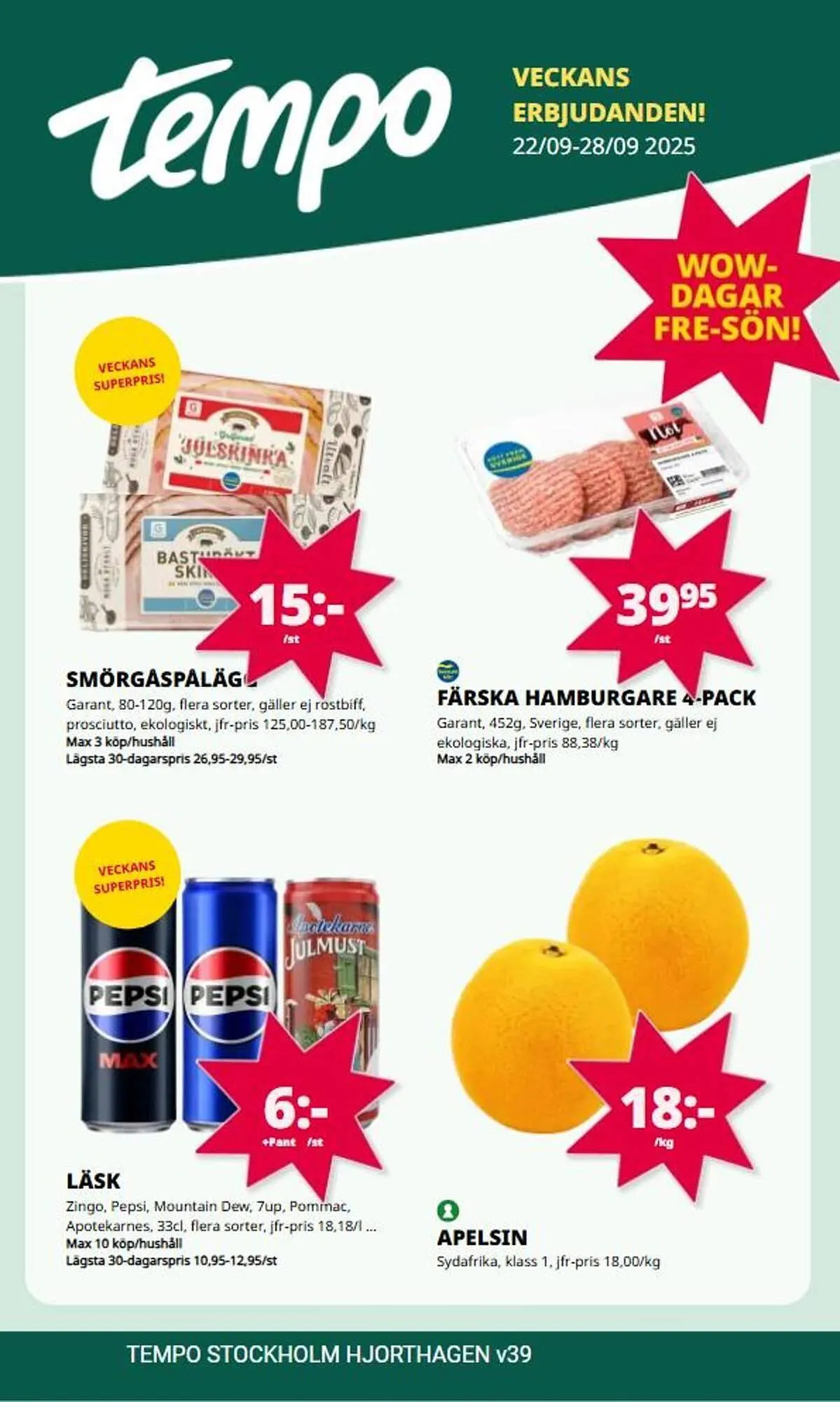 Tempo reklamblad från 22 september till 28 september 2025 - Reklamblad sidor 1