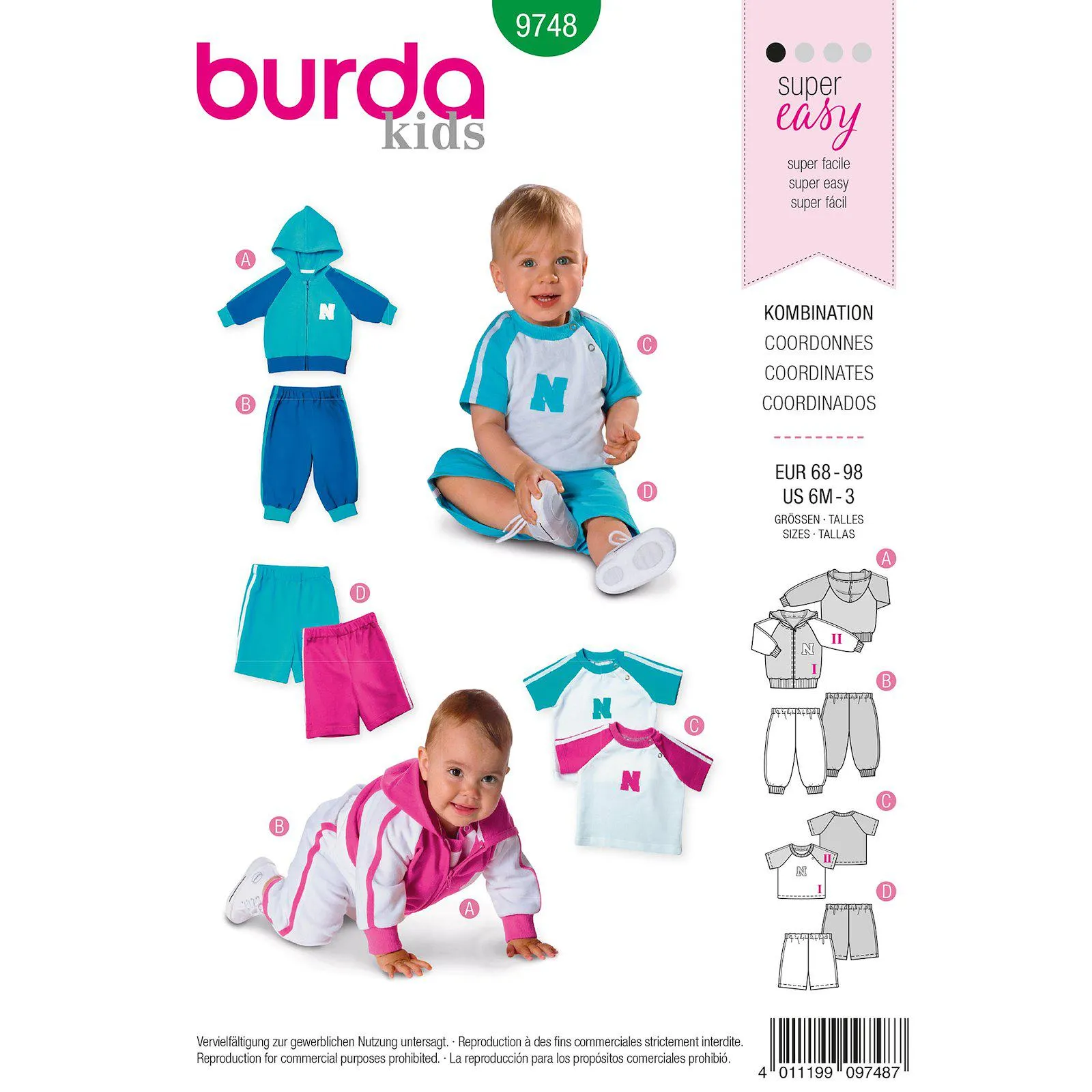 Burda mönster 9748, Joggingset baby, stl. 86-98