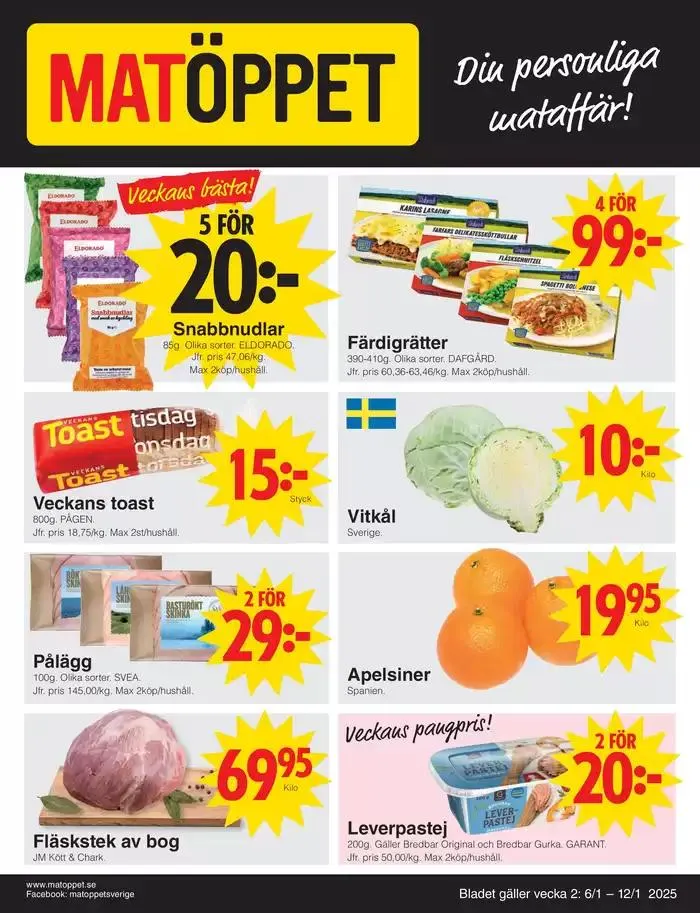 Matöppet Veckans DR-blad - 1