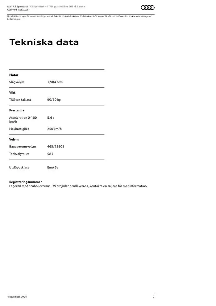 Audi A5 Sportback från 4 november till 4 november 2025 - Reklamblad sidor 7