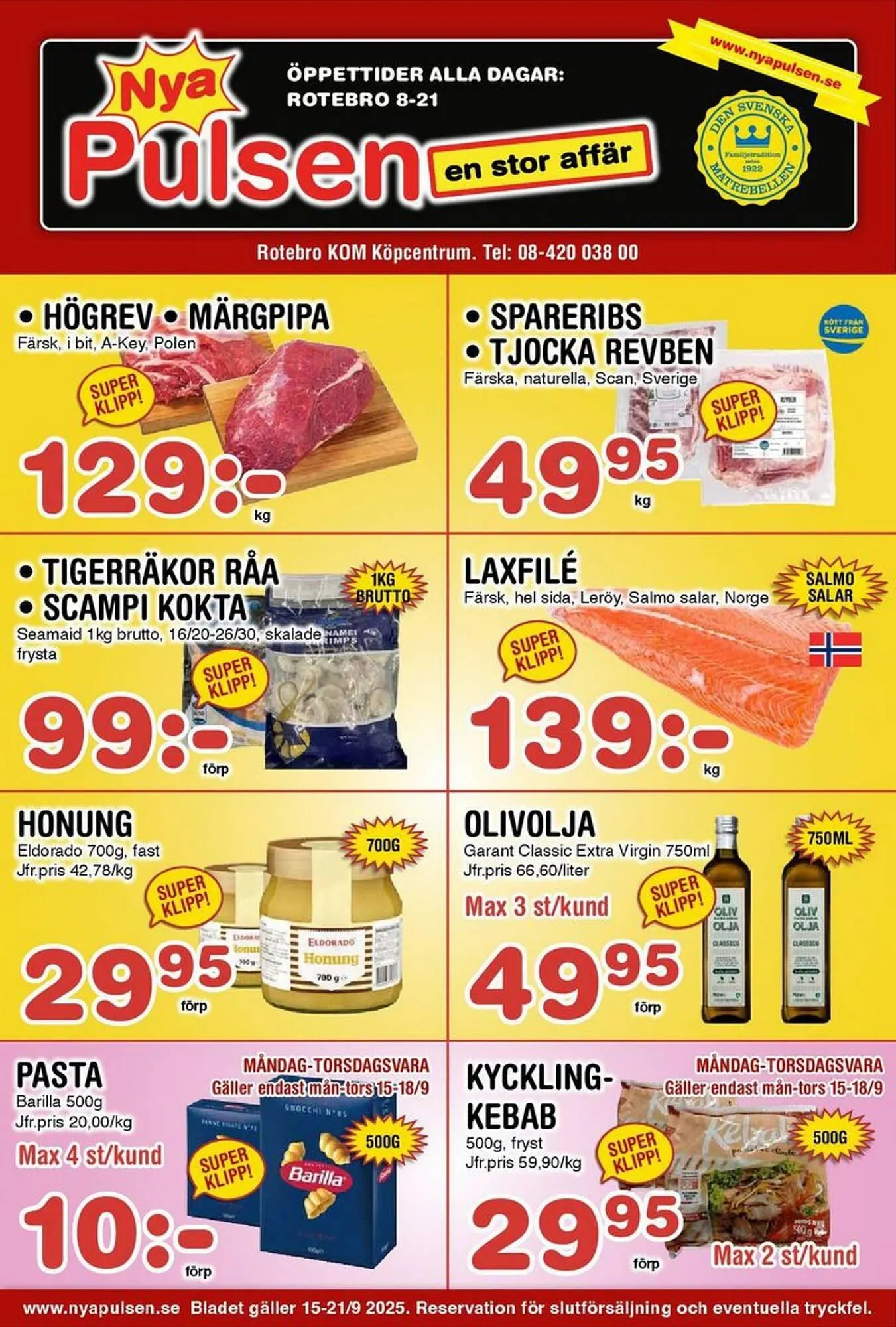 Nya Pulsen reklamblad från 15 september till 21 september 2025 - Reklamblad sidor 1