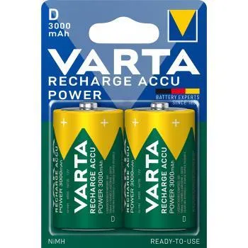 Varta: Laddningsbart batteri D 3000 mAh 2-pack