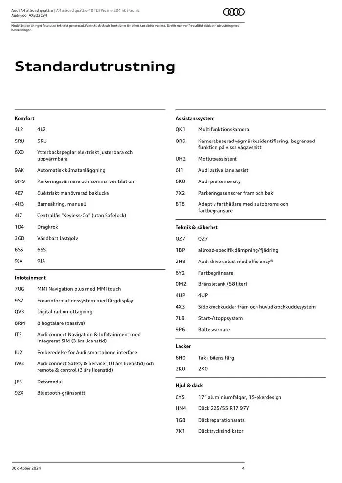 Audi A4 allroad quattro från 30 oktober till 30 oktober 2025 - Reklamblad sidor 4