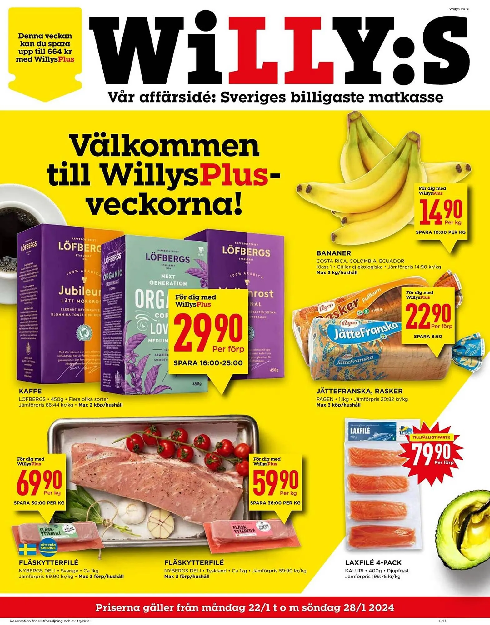 Willys reklamblad från 22 januari till 28 januari 2024 - Reklamblad sidor 1