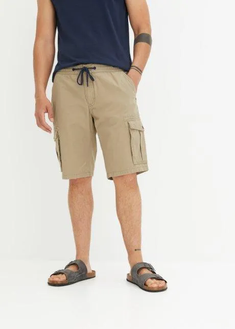 Cargobermudas med resårmidja och knytband, Regular Fit