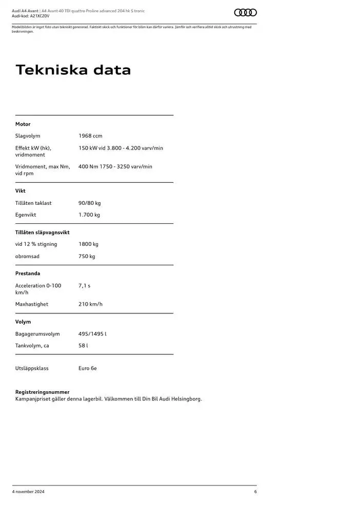 Audi A4 Avant från 4 november till 4 november 2025 - Reklamblad sidor 6