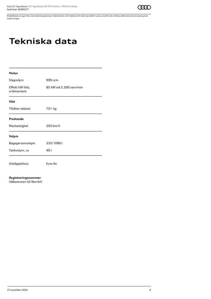 Audi A1 Sportback från 27 november till 27 november 2025 - Reklamblad sidor 6