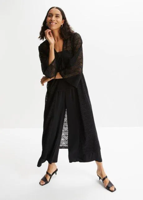 Giacca lunga effetto uncinetto