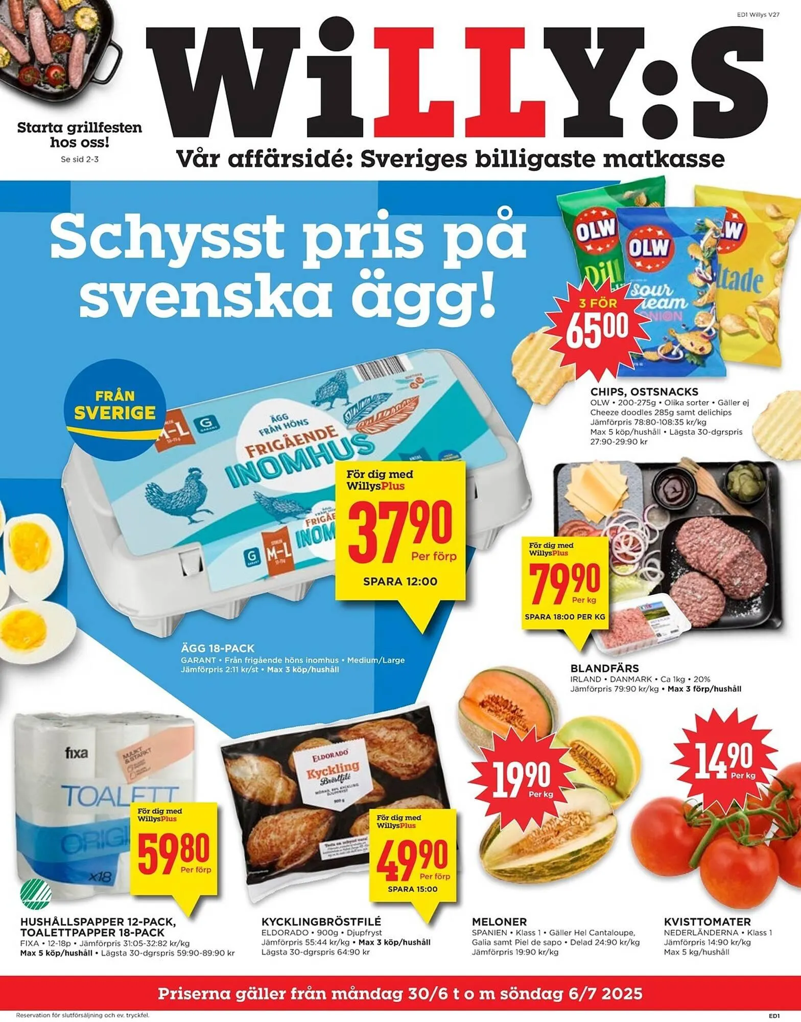 Willys reklamblad från 30 juni till 6 juli 2025 - Reklamblad sidor 1