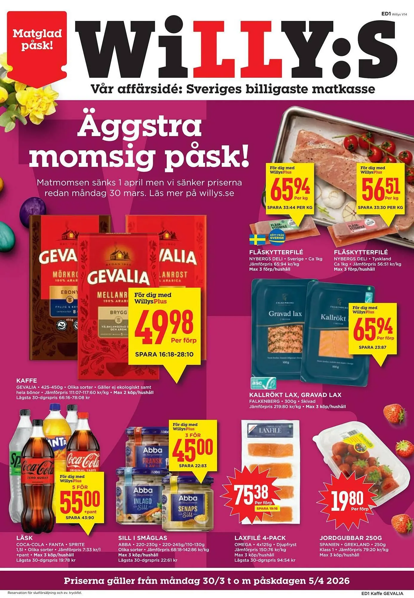 Willys reklamblad från 30 mars till 6 april 2026 - Reklamblad sidor 1