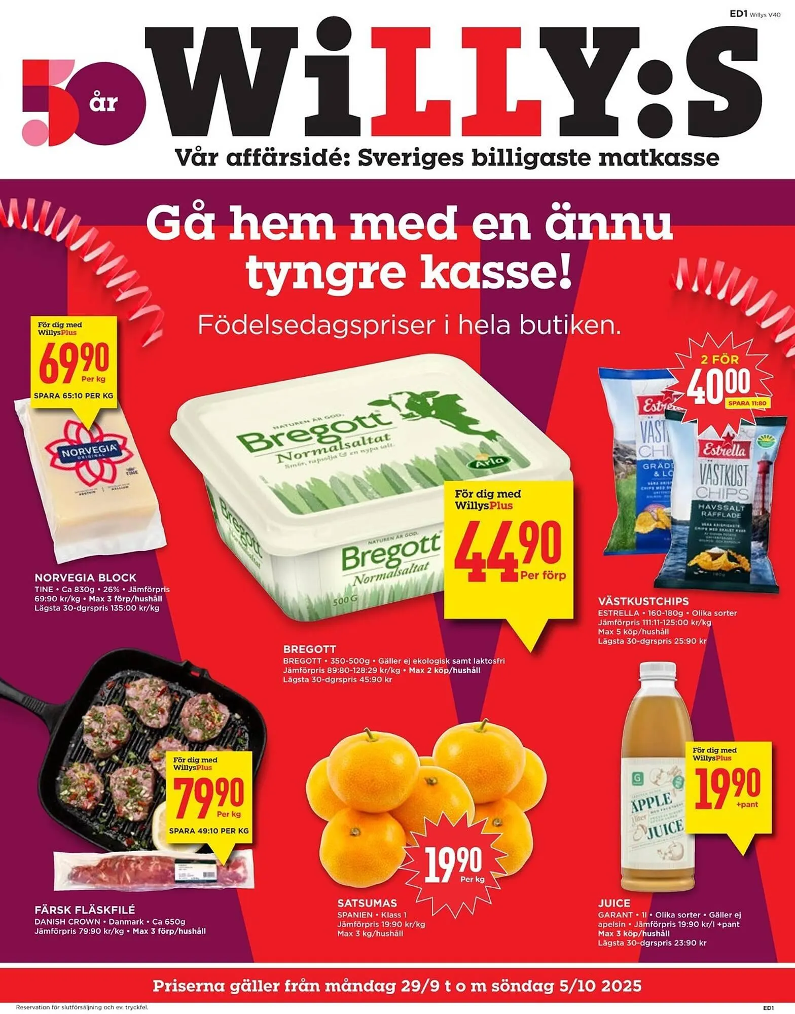 Willys reklamblad från 29 september till 5 oktober 2025 - Reklamblad sidor 1