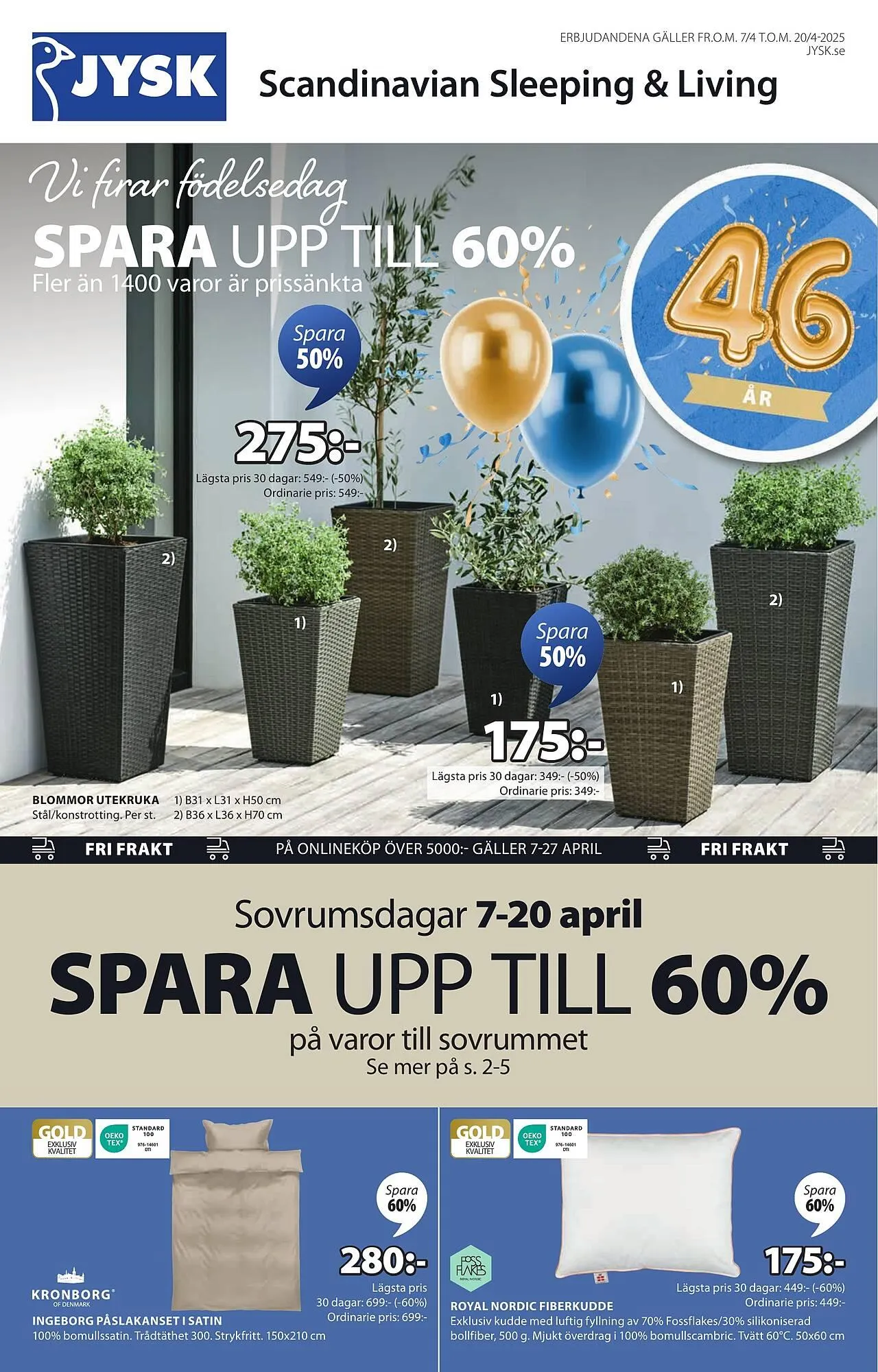 JYSK reklamblad från 7 april till 20 april 2025 - Reklamblad sidor 1