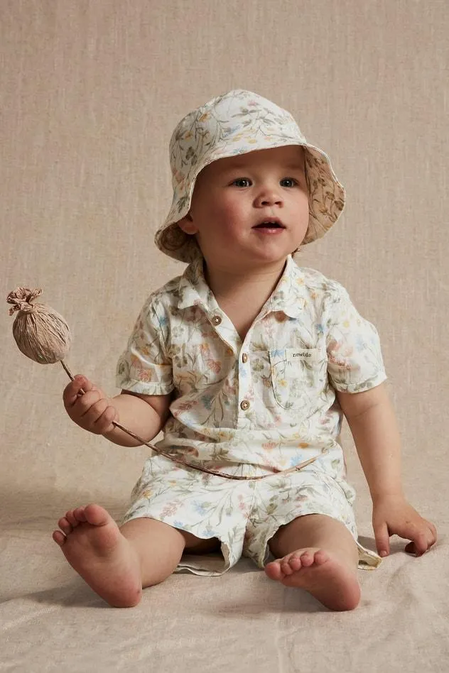 Kortärmad skjorta med blommönster Baby