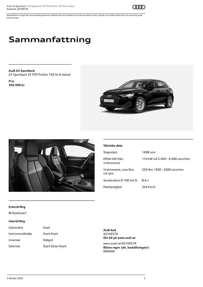 Audi A3 Sportback från 5 oktober till 5 oktober 2025 - Reklamblad sidor 2