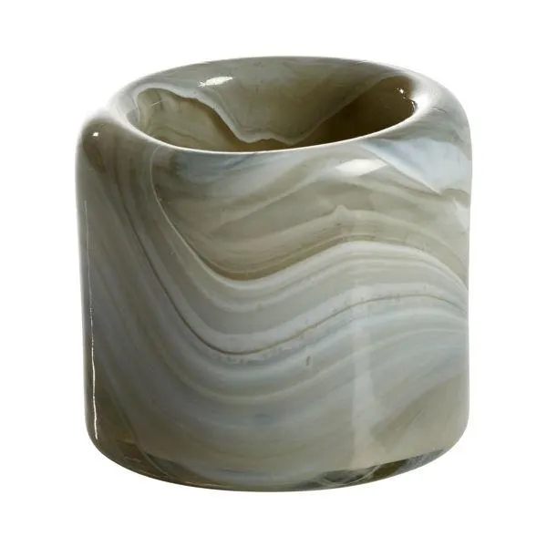 PURO Ljuslykta beige 9x9 h9cm 100% munblåst glas