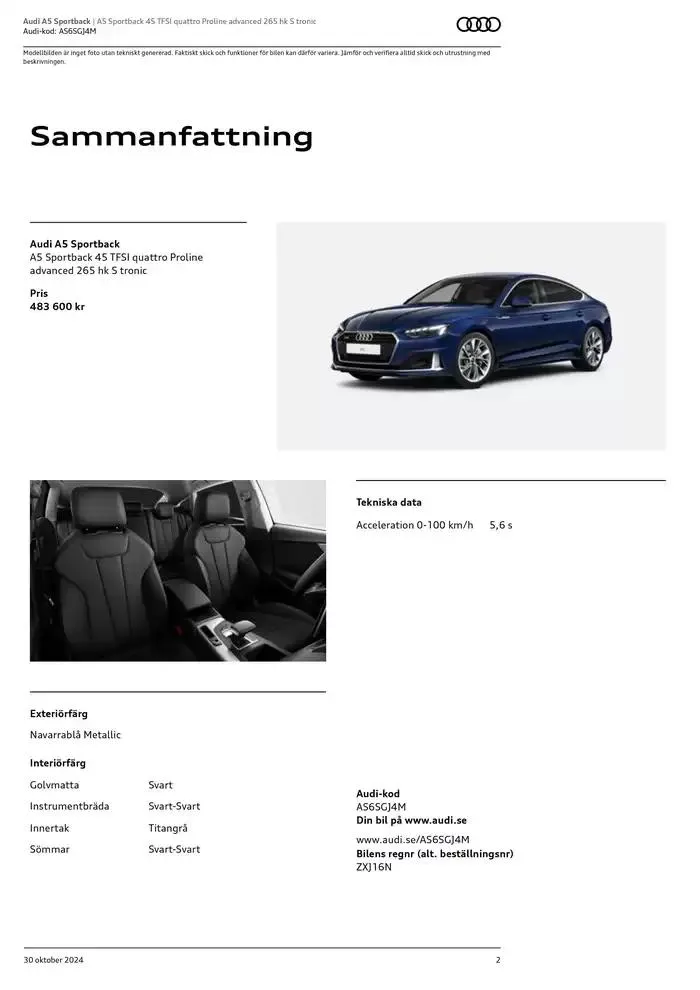 Audi A5 Sportback från 30 oktober till 30 oktober 2025 - Reklamblad sidor 2