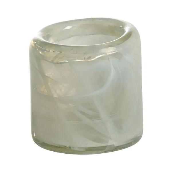 PURO Ljuslykta creme 9x9 h9cm 100% munblåst glas