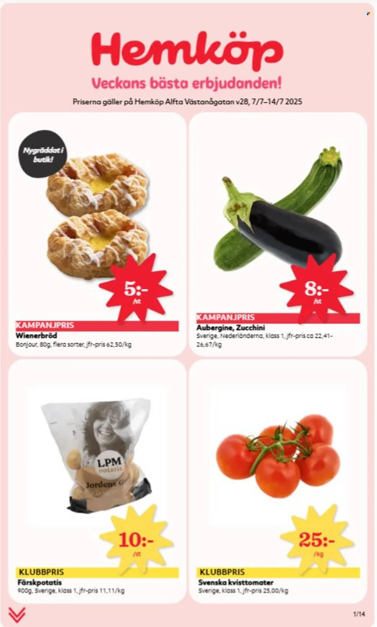 Hemköp reklamblad från 7 juli till 14 juli 2025 - Reklamblad sidor 1