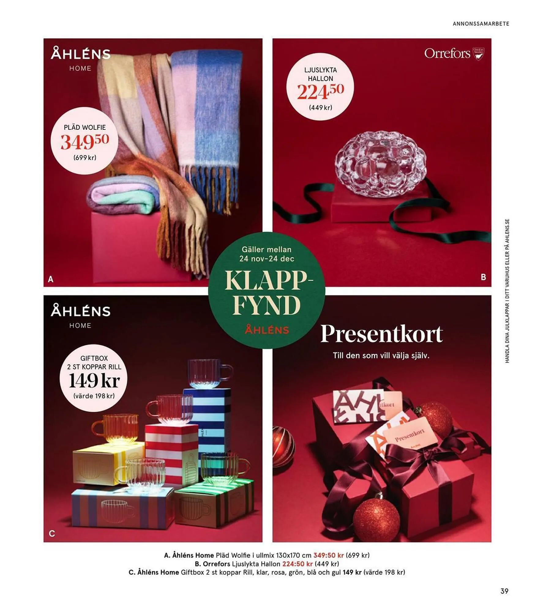 Åhléns reklamblad från 24 november till 24 december 2023 - Reklamblad sidor 39