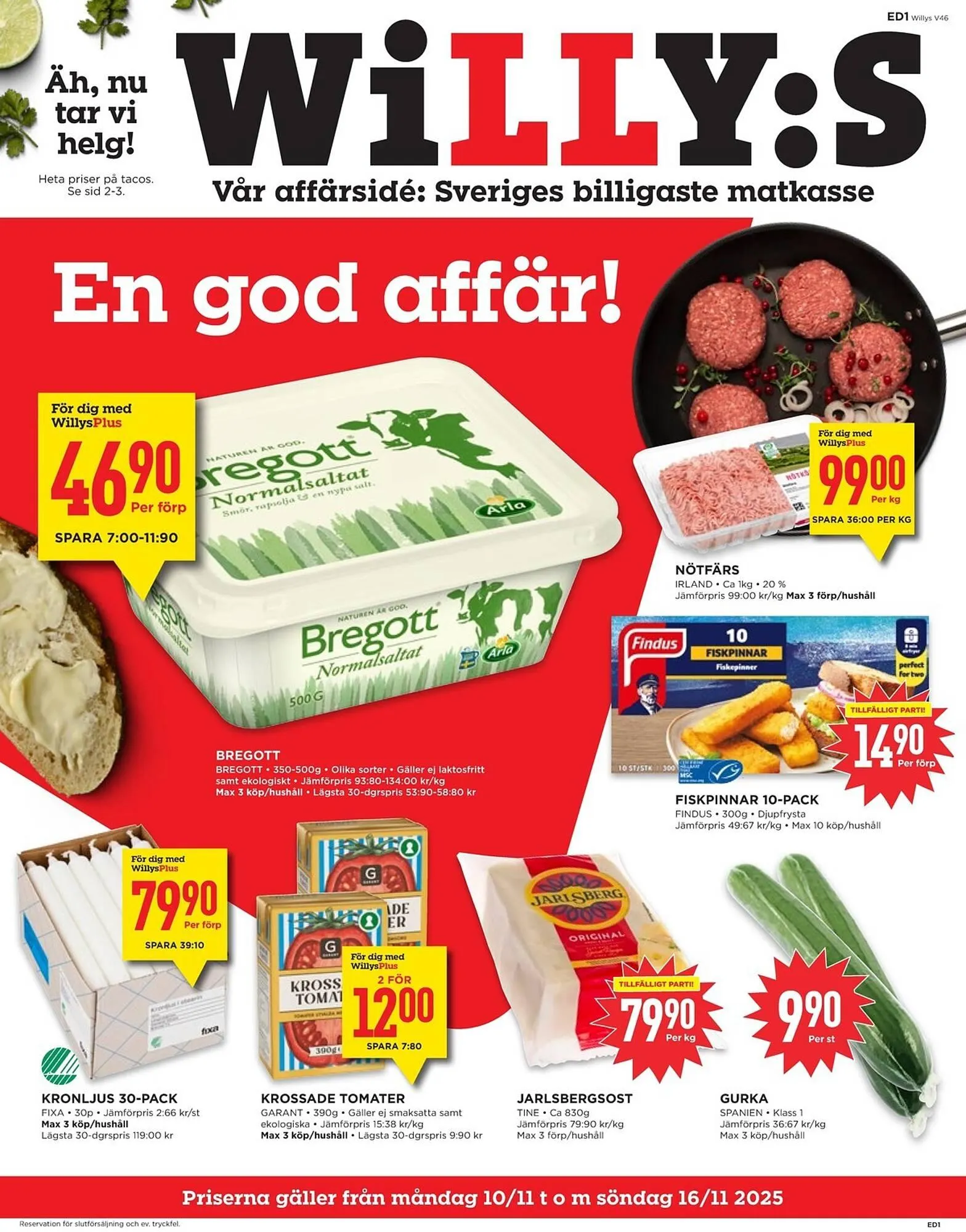 Willys reklamblad från 10 november till 16 november 2025 - Reklamblad sidor 1