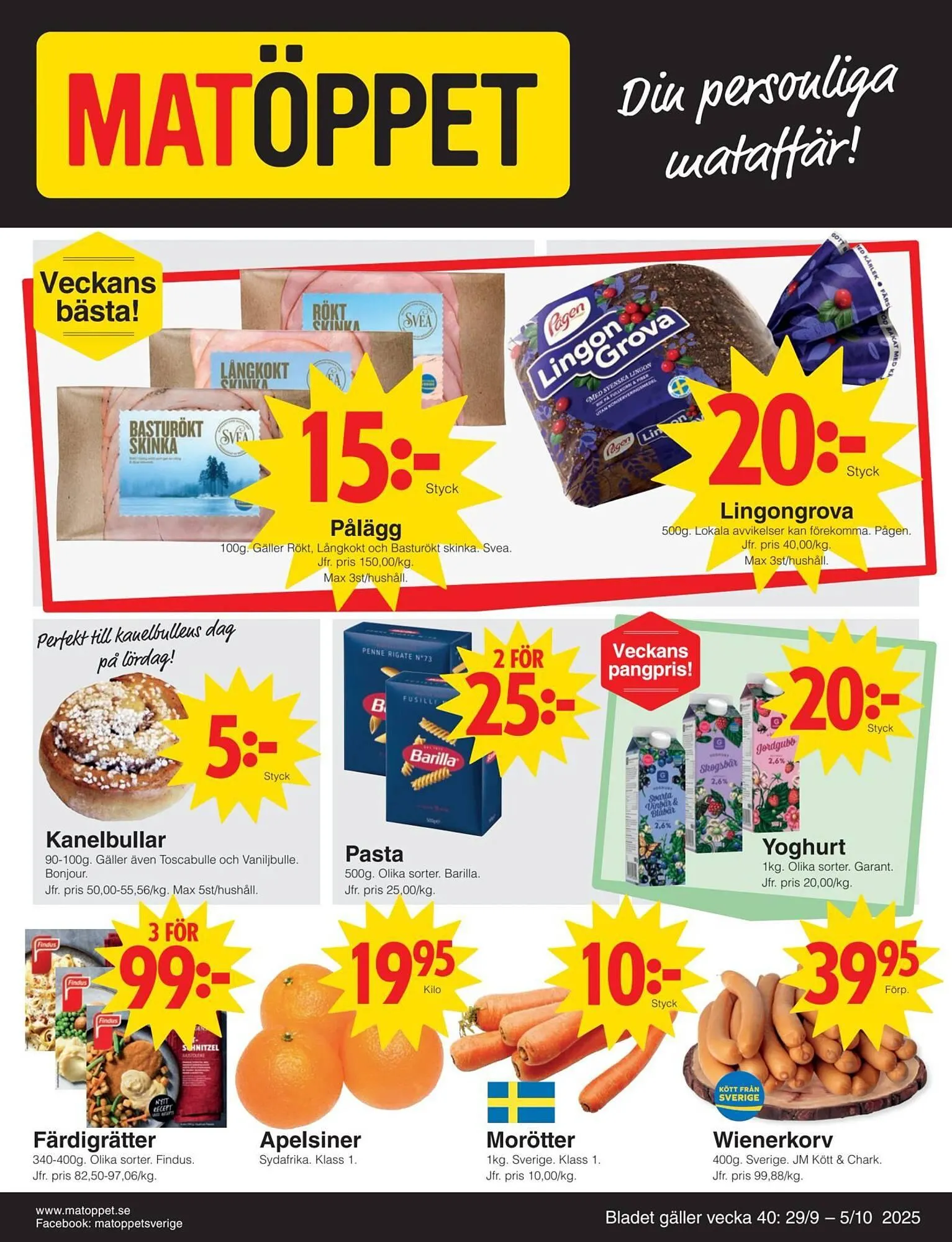 Matöppet reklamblad från 29 september till 5 oktober 2025 - Reklamblad sidor 1