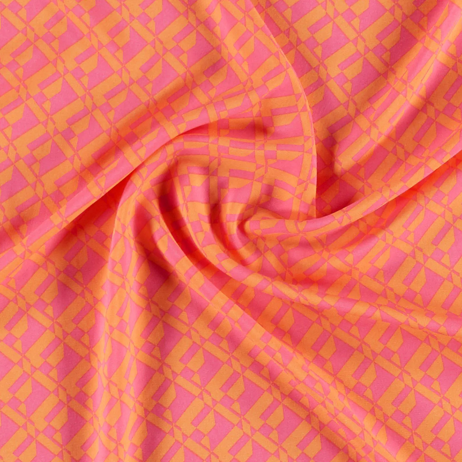Vävd viscose cerise/papaya grafisk tryck