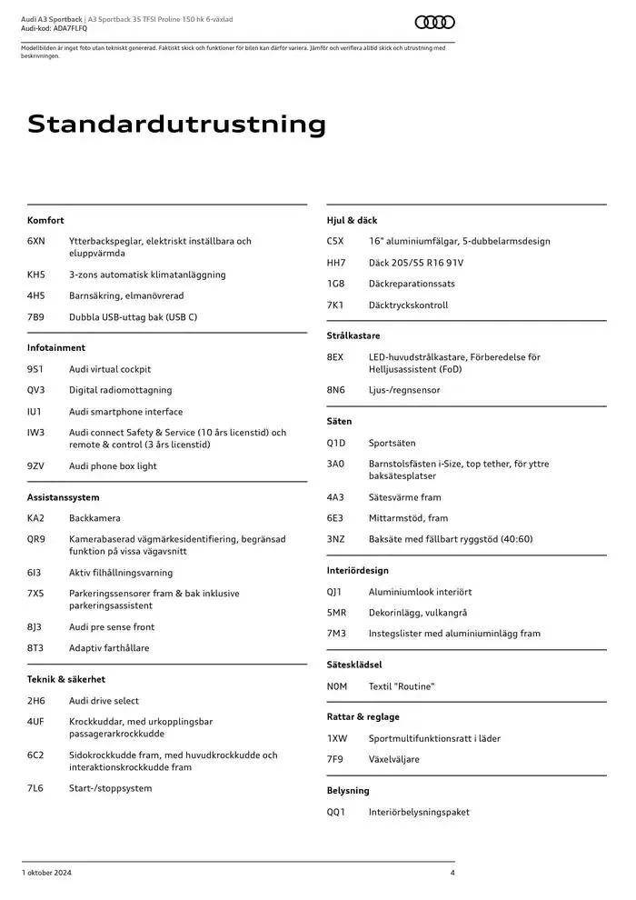Audi A3 Sportback från 1 oktober till 1 oktober 2025 - Reklamblad sidor 4