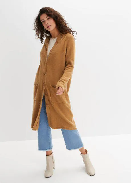 Lång cardigan med luva