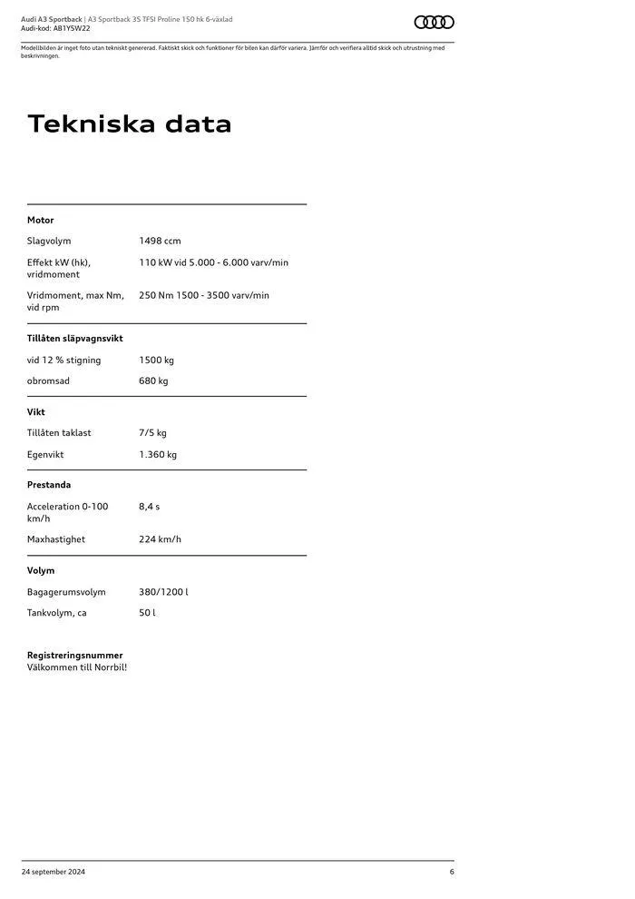 Audi A3 Sportback från 24 september till 24 september 2025 - Reklamblad sidor 6