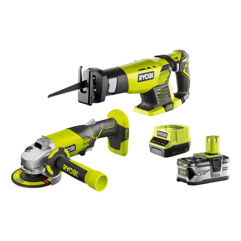 Vinkelslip + tigersåg RCK182C-1X40G 4 delar 18 V 4,0 Ah