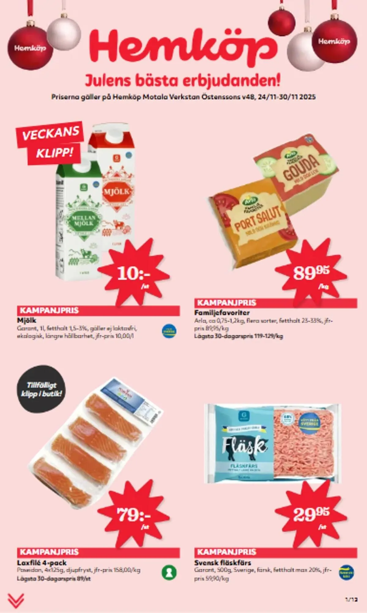 Hemköp reklamblad från 24 november till 30 november 2025 - Reklamblad sidor 1