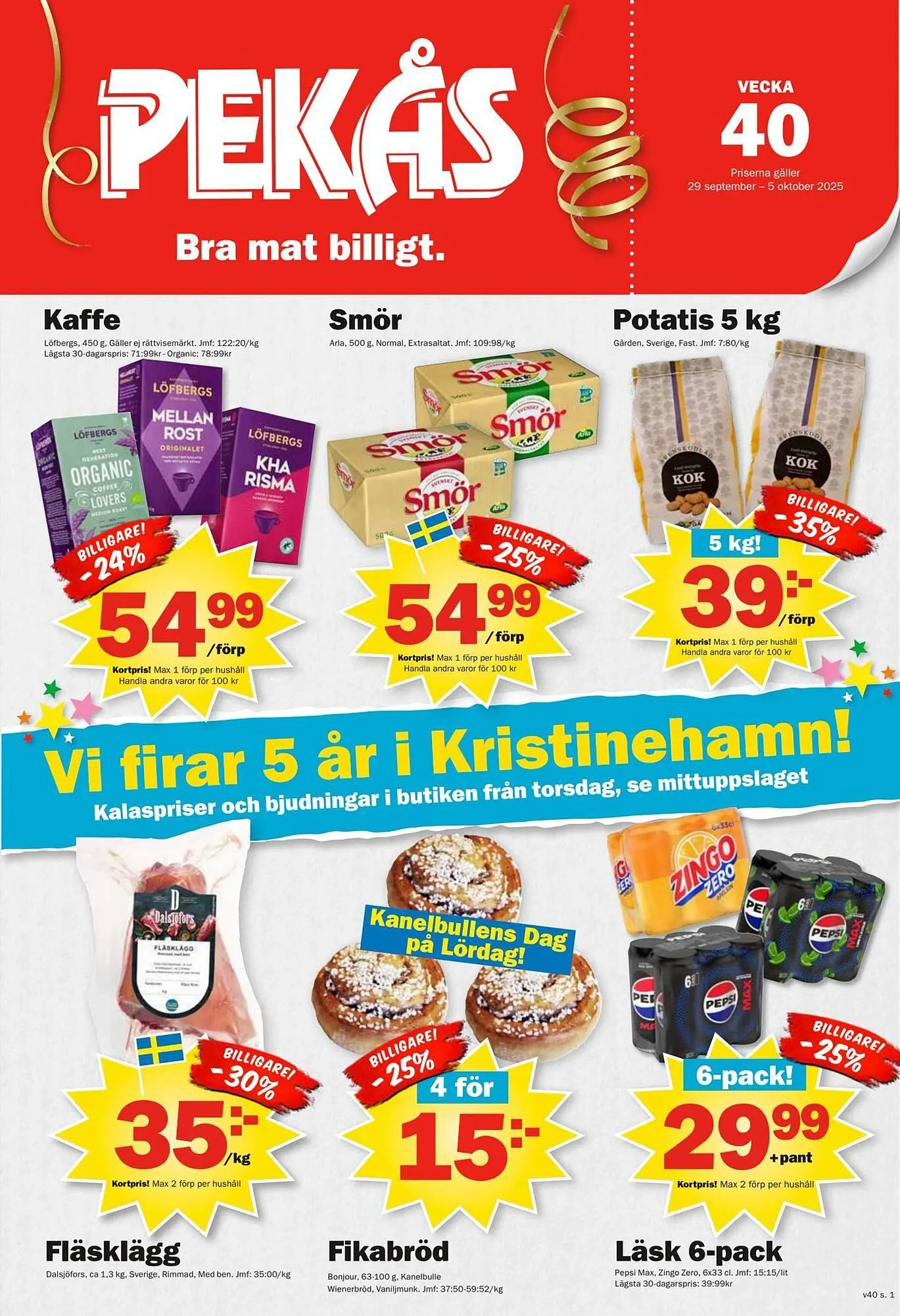 Pekås reklamblad från 29 september till 5 oktober 2025 - Reklamblad sidor 1