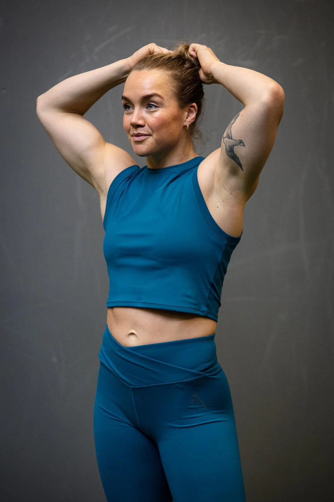 Ella Overlap Crop Top Blue Coral
