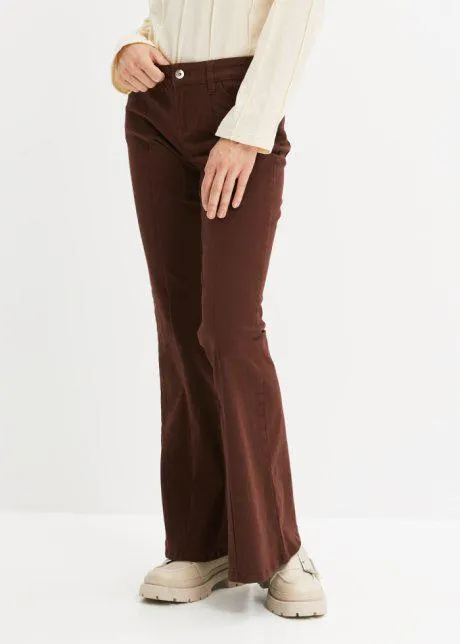 Pantaloni a zampa in twill