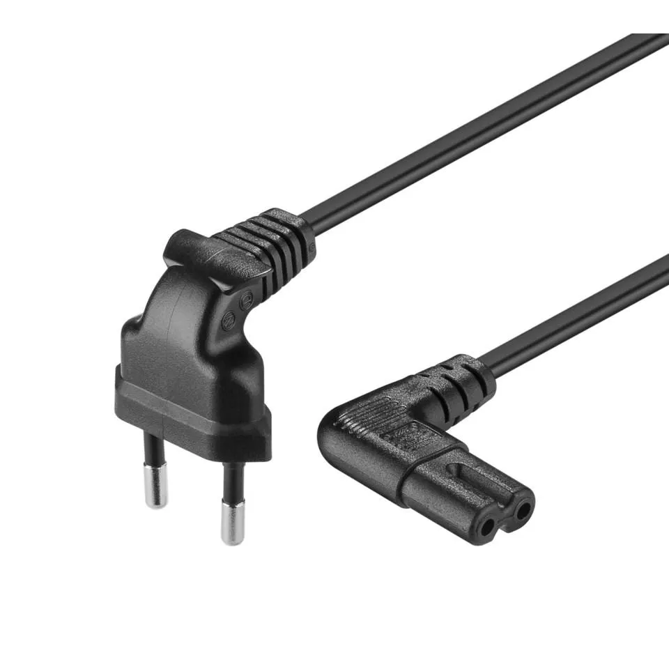 Apparatkabel C7 med vinklade kontakter Svart 1,5 m