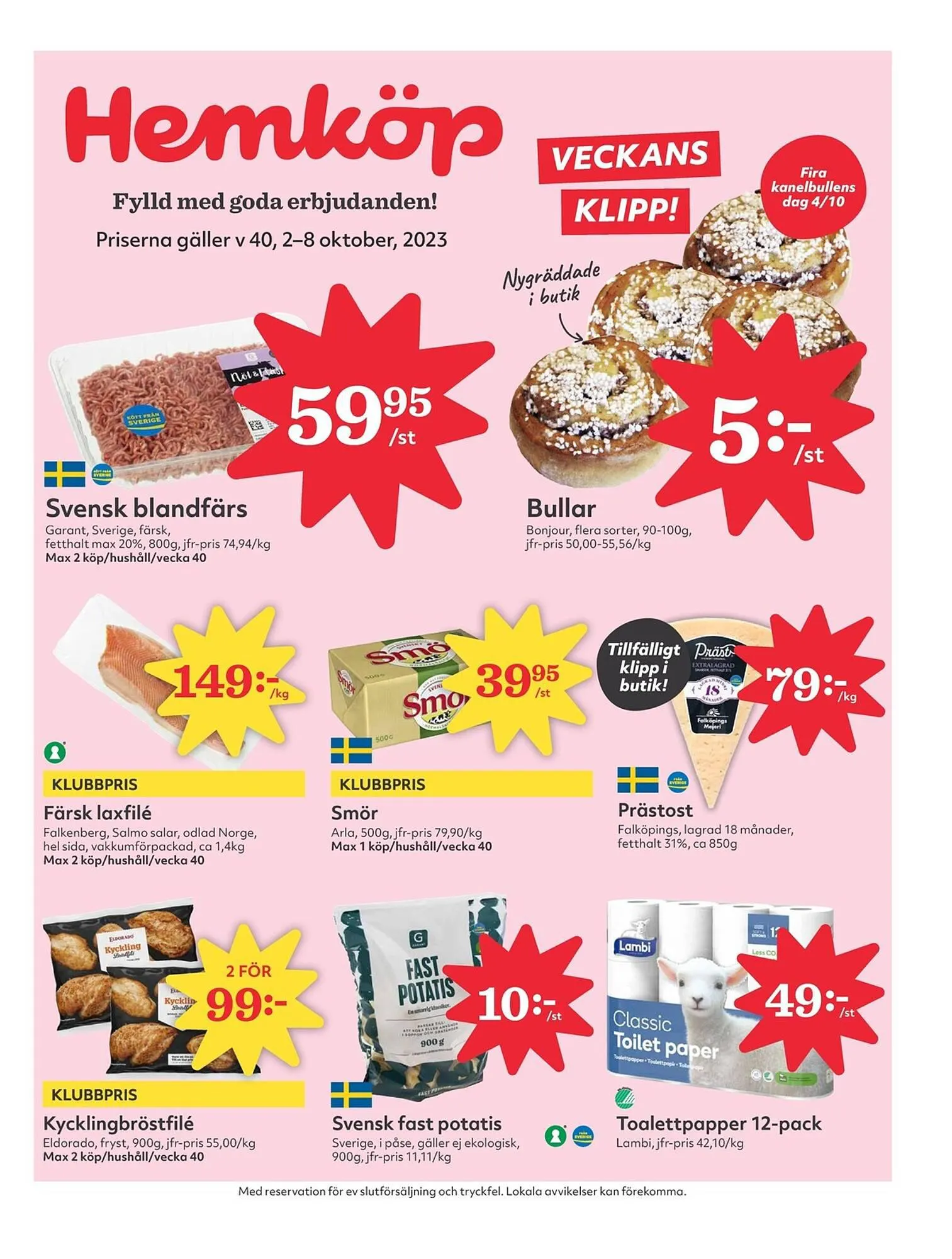 Hemköp reklamblad från 2 oktober till 8 oktober 2023 - Reklamblad sidor 1