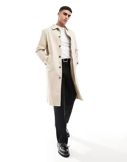 ASOS DESIGN – Stenfärgad trenchcoat