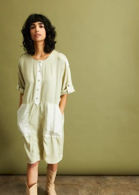 Patchwork-klänning i Tencel