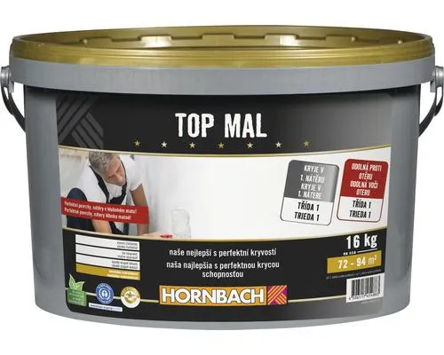 Farba na stenu Hornbach Top Mal bez konzervantov biela 16 kg