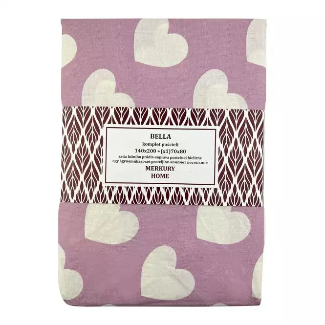 Bavlnená posteľná bielizeň Bella ružový/ecru 140x200 (1) 70x80 Merkury Home