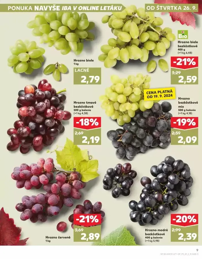 Leták: Naše najlepšie ponuky pre vás od 26. septembra do 2. októbra 2024 - Prehľad Stránky 9