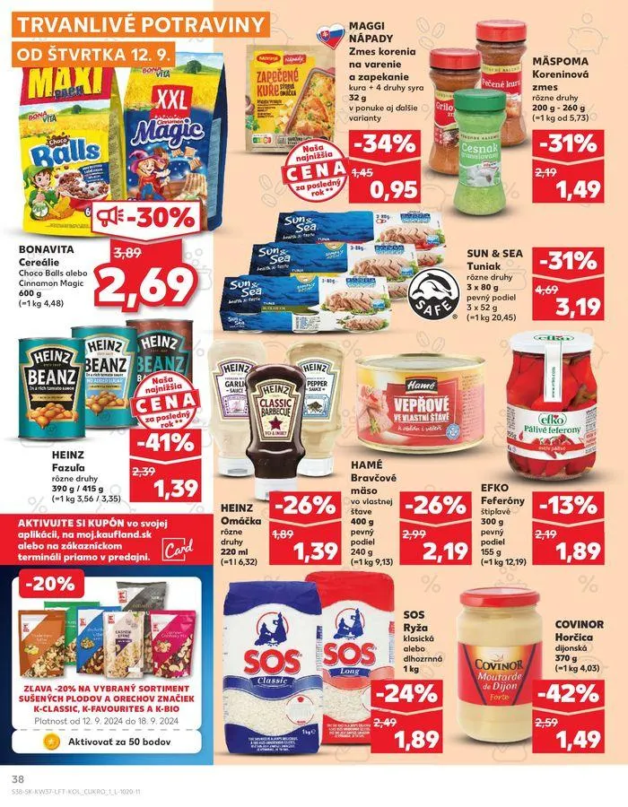 Leták: Exkluzívne výhodné ponuky od 12. septembra do 18. septembra 2024 - Prehľad Stránky 38
